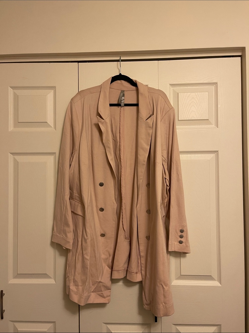 Women's Light Pink Double-Breasted Blazer Coat